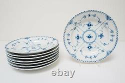 Royal Copenhagen Blue Fluted Half Lace Dinner Plates Set of 8- 571 FREE USA SHIP