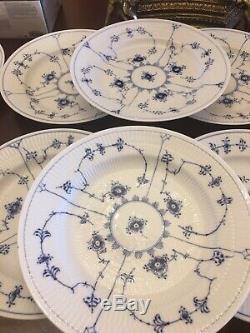 Royal Copenhagen Blue Fluted Plain Dinner Plate Set Of 8