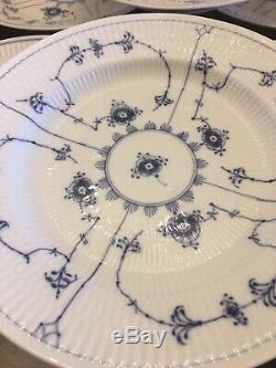 Royal Copenhagen Blue Fluted Plain Dinner Plate Set Of 8