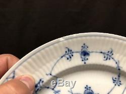 Royal Copenhagen Blue Fluted Plain Lace 177 Luncheon Plates Set 4 Chipped AS IS