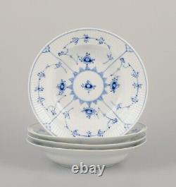 Royal Copenhagen Blue Fluted Plain. Set of four deep plates in porcelain