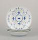 Royal Copenhagen Blue Fluted Plain. Set of four deep plates in porcelain