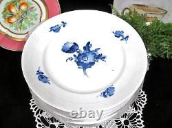 Royal Copenhagen Blue flowers set of 8 dinner plates with basket weave pattern