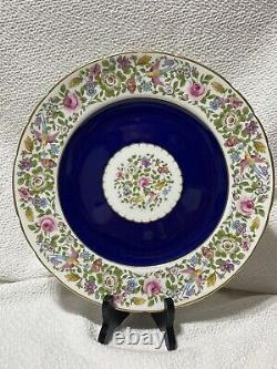 Royal Crown Derby Cotswold Navy Blue With Birds And Floral Dinner Plate Rare