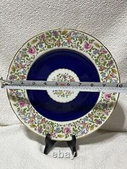 Royal Crown Derby Cotswold Navy Blue With Birds And Floral Dinner Plate Rare