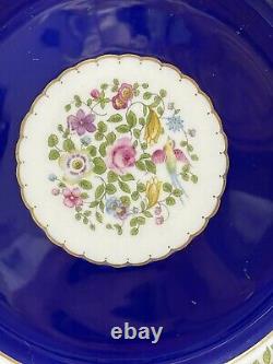 Royal Crown Derby Cotswold Navy Blue With Birds And Floral Dinner Plate Rare