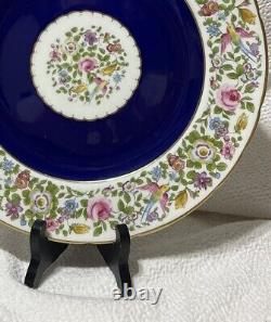 Royal Crown Derby Cotswold Navy Blue With Birds And Floral Dinner Plate Rare