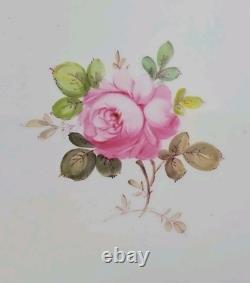 Royal Crown Derby Dinner Plate C. 1914 Pink Roses, Blue & Purple Scrollwork