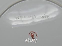 Royal Crown Derby Dinner Plate C. 1914 Pink Roses, Blue & Purple Scrollwork