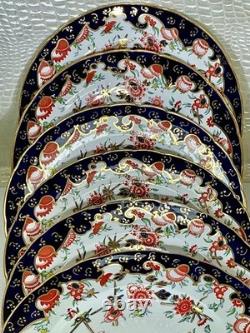 Royal Crown Derby Melton Imari 10 Set of 6 Dinner Plates Cobalt Blue Gold Red