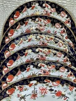 Royal Crown Derby Melton Imari 10 Set of 6 Dinner Plates Cobalt Blue Gold Red