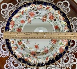 Royal Crown Derby Melton Imari 10 Set of 6 Dinner Plates Cobalt Blue Gold Red