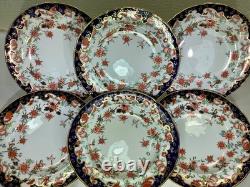 Royal Crown Derby Melton Imari 10 Set of 6 Dinner Plates Cobalt Blue Gold Red