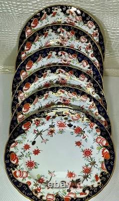 Royal Crown Derby Melton Imari 10 Set of 6 Dinner Plates Cobalt Blue Gold Red
