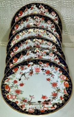 Royal Crown Derby Melton Imari 10 Set of 6 Dinner Plates Cobalt Blue Gold Red
