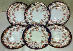 Royal Crown Derby Melton Imari 10 Set of 6 Dinner Plates Cobalt Blue Gold Red