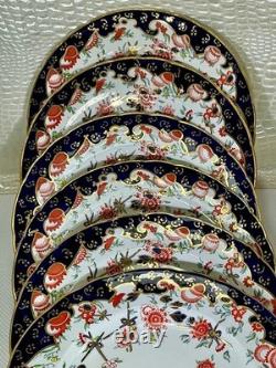 Royal Crown Derby Melton Imari 10 Set of 6 Dinner Plates Cobalt Blue Gold Red
