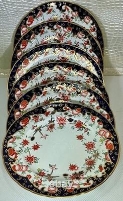 Royal Crown Derby Melton Imari 10 Set of 6 Dinner Plates Cobalt Blue Gold Red