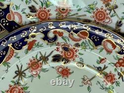 Royal Crown Derby Melton Imari 10 Set of 6 Dinner Plates Cobalt Blue Gold Red
