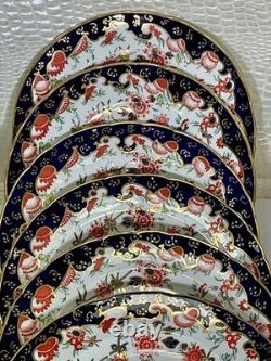 Royal Crown Derby Melton Imari 10 Set of 6 Dinner Plates Cobalt Blue Gold Red