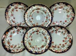 Royal Crown Derby Melton Imari 10 Set of 6 Dinner Plates Cobalt Blue Gold Red