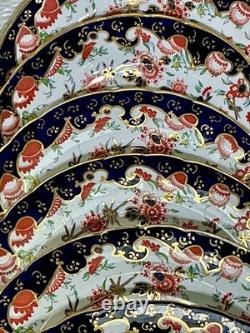 Royal Crown Derby Melton Imari 10 Set of 6 Dinner Plates Cobalt Blue Gold Red