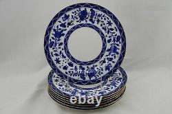 Royal Doulton Clifton Flow Blue Pattern Dinner Plates Set of 7 Antique