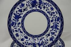 Royal Doulton Clifton Flow Blue Pattern Dinner Plates Set of 7 Antique