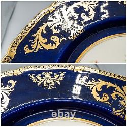 Royal Doulton E Percy Cabinet Dinner Plates 10 3/8 Cobalt Blue Rose Flower Set6