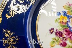 Royal Doulton E Percy Cabinet Dinner Plates 10 3/8 Cobalt Blue Rose Flower Set6