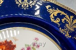 Royal Doulton E Percy Cabinet Dinner Plates 10 3/8 Cobalt Blue Rose Flower Set6