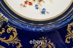 Royal Doulton E Percy Cabinet Dinner Plates 10 3/8 Cobalt Blue Rose Flower Set6