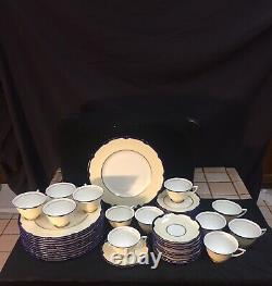 Royal Doulton Marlborough Cobalt Set 48 Pieces Dinner, Bread Plates Cup & Saucer