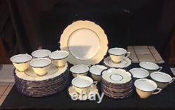 Royal Doulton Marlborough Cobalt Set 48 Pieces Dinner, Bread Plates Cup & Saucer