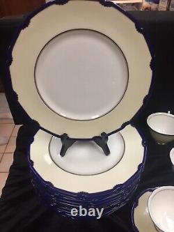 Royal Doulton Marlborough Cobalt Set 48 Pieces Dinner, Bread Plates Cup & Saucer