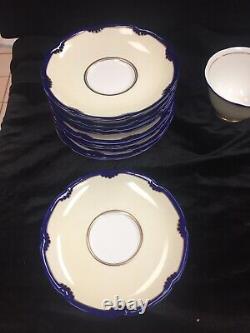 Royal Doulton Marlborough Cobalt Set 48 Pieces Dinner, Bread Plates Cup & Saucer