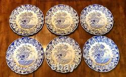Royal Doulton Pomeroy Blue White Dinner Plates 10 1/4 Lot (6) Floral Bone China