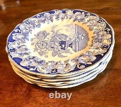 Royal Doulton Pomeroy Blue White Dinner Plates 10 1/4 Lot (6) Floral Bone China