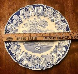 Royal Doulton Pomeroy Blue White Dinner Plates 10 1/4 Lot (6) Floral Bone China
