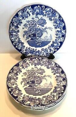 Royal Doulton Pomeroy Blue White Dinner Plates 10 1/4 Lot (6) Floral Bone China