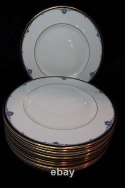 Royal Doulton Princeton Blue Scrolls Black Band Gold Trim 12 Dinner Plate 10 5/8