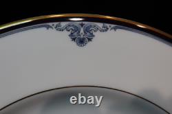 Royal Doulton Princeton Blue Scrolls Black Band Gold Trim 12 Dinner Plate 10 5/8