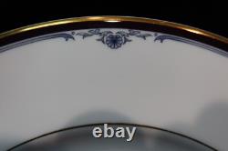 Royal Doulton Princeton Blue Scrolls Black Band Gold Trim 12 Dinner Plate 10 5/8