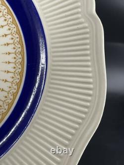 Royal Doulton ROYALTY 2 Dinner Plate 1939 Blue Gold Ribbed No Graphics #12