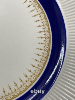 Royal Doulton ROYALTY 2 Dinner Plate 1939 Blue Gold Ribbed No Graphics #12