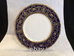 Royal Doulton porcelain dinner plate raised cobalt gold encrusted rim HB9772a