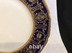 Royal Doulton porcelain dinner plate raised cobalt gold encrusted rim HB9772a