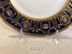 Royal Doulton porcelain dinner plate raised cobalt gold encrusted rim HB9772a