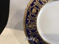 Royal Doulton porcelain dinner plate raised cobalt gold encrusted rim HB9772a