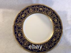 Royal Doulton porcelain dinner plate raised cobalt gold encrusted rim HB9772a